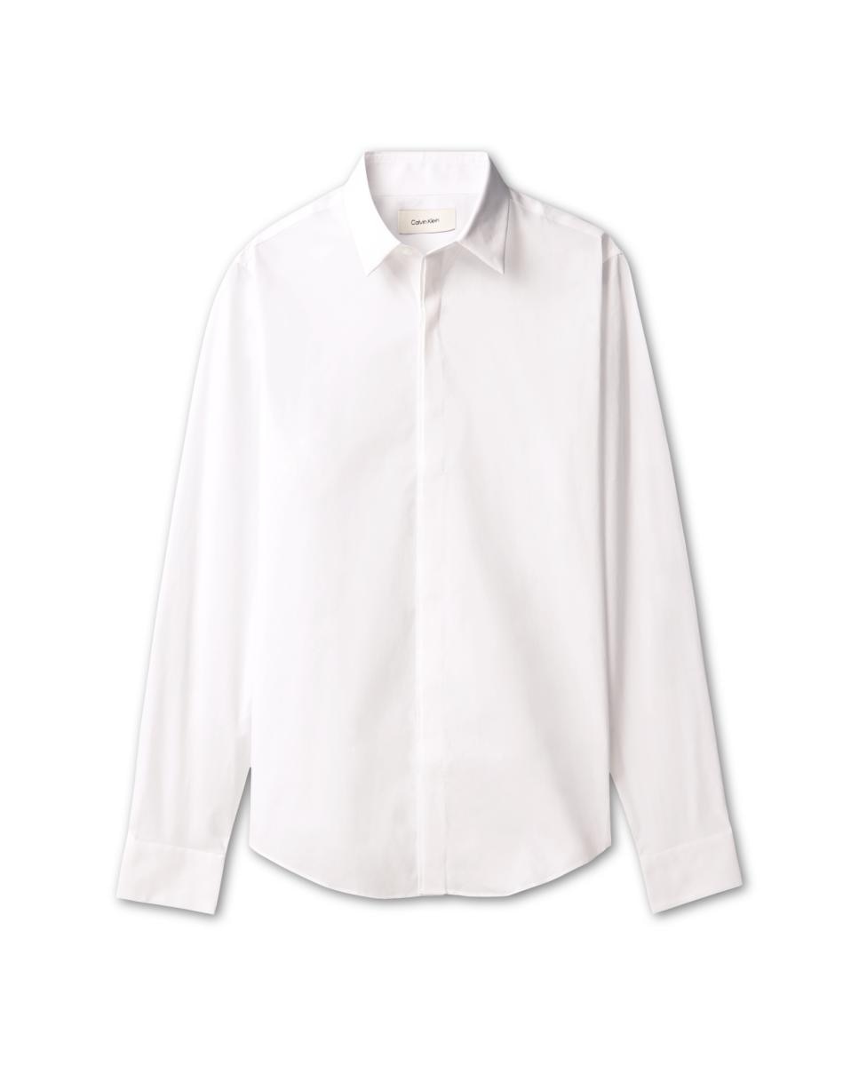 Camisa Clássica Slim de Popelina Lisa Branco-6