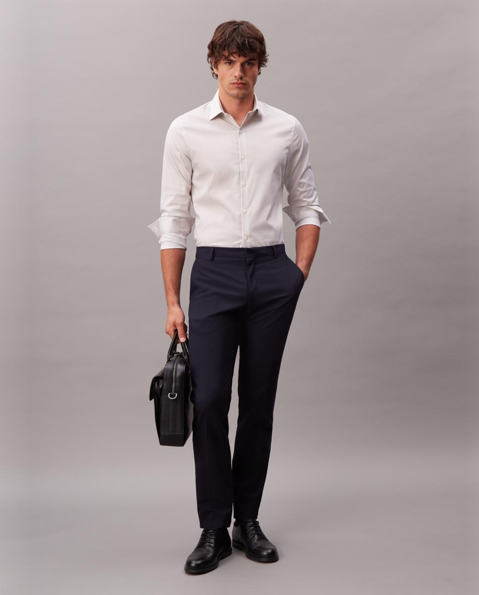 Camisa Clássica Slim de Popelina Lisa Lilás-9