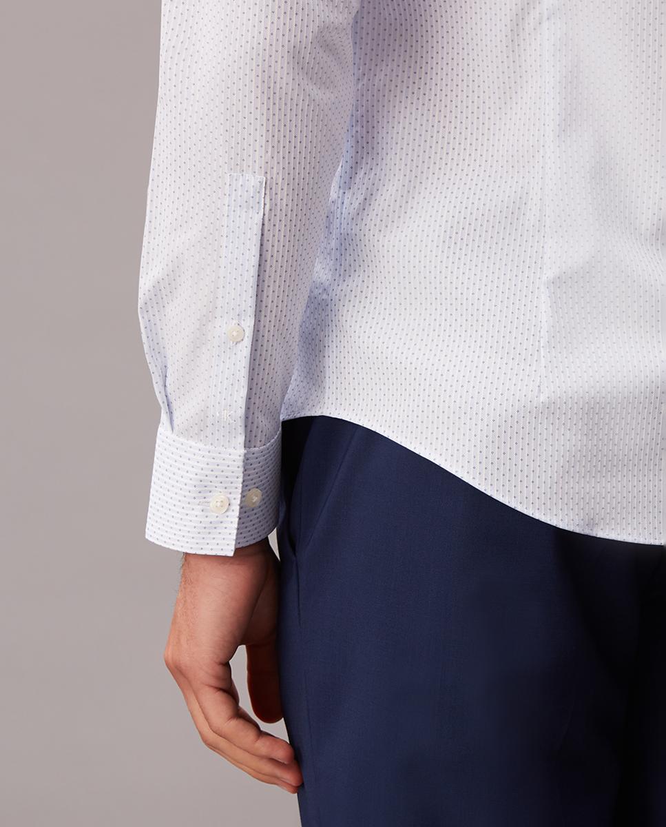 Camisa Clássica Slim de Popelina Lisa Azul-claro-5