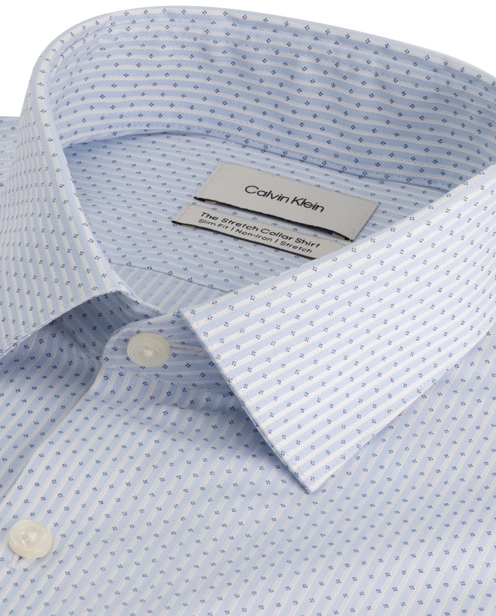 Camisa Clássica Slim de Popelina Lisa Azul-claro-7