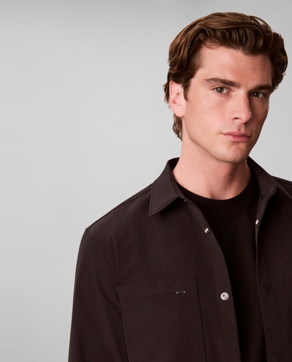 Camisa Casual de Algodão com Patch à Frente Preto-3
