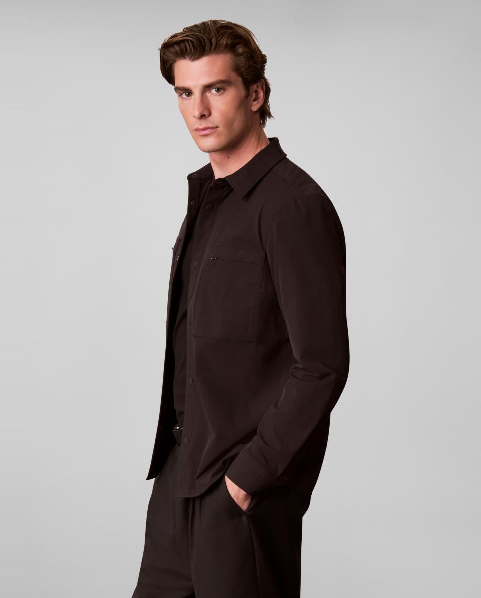 Camisa Casual de Algodão com Patch à Frente Preto-4