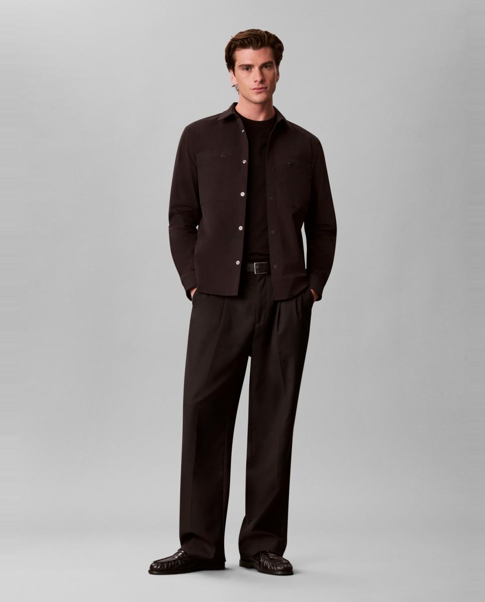 Camisa Casual de Algodão com Patch à Frente Preto-6