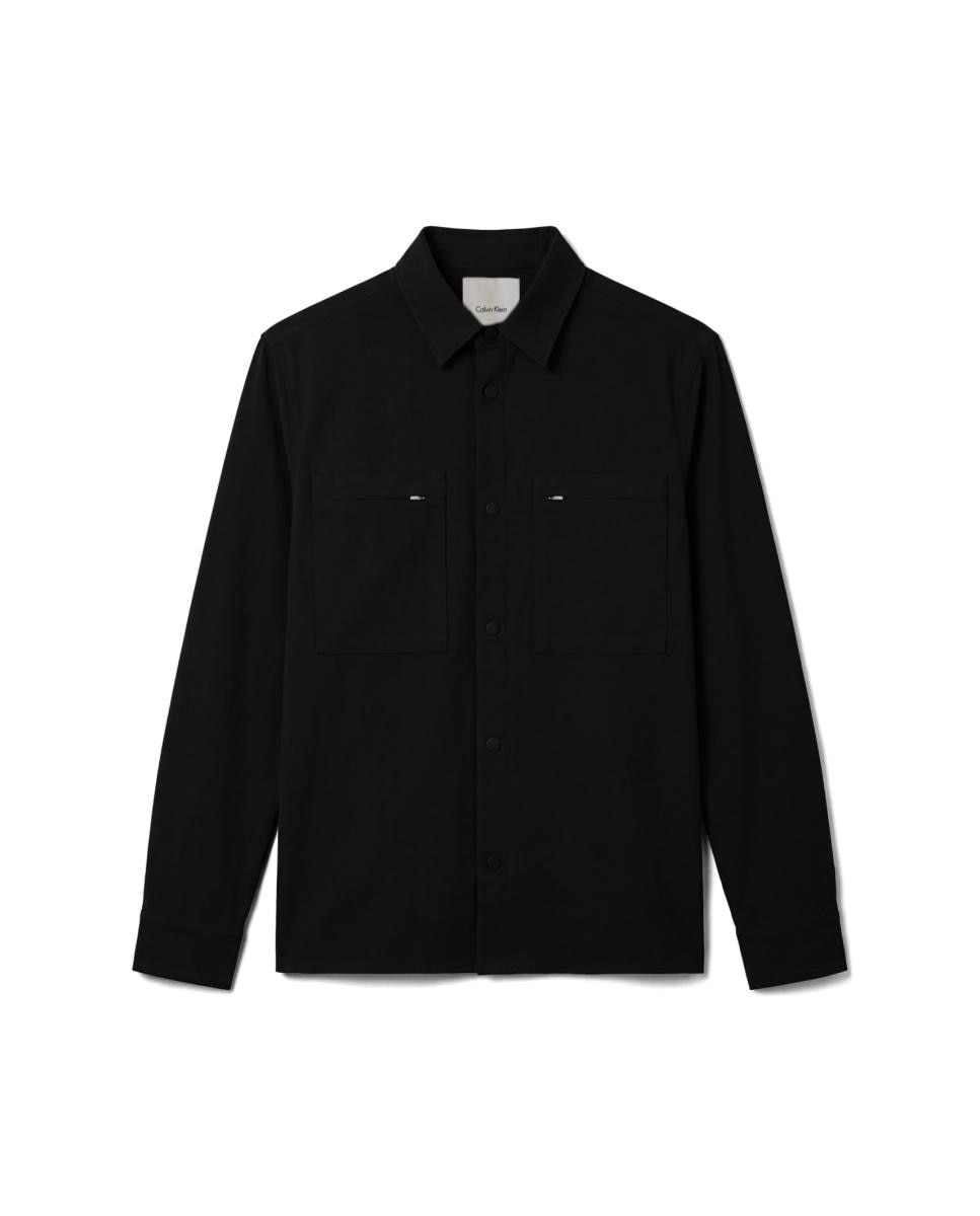 Camisa Casual de Algodão com Patch à Frente Preto-5