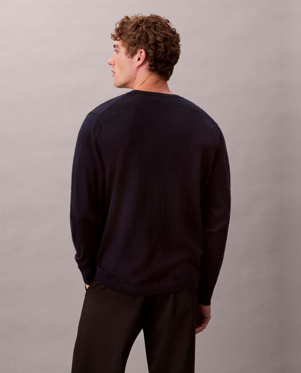 Camisola de Malha com Logótipo Bordado Azul-marinho-2