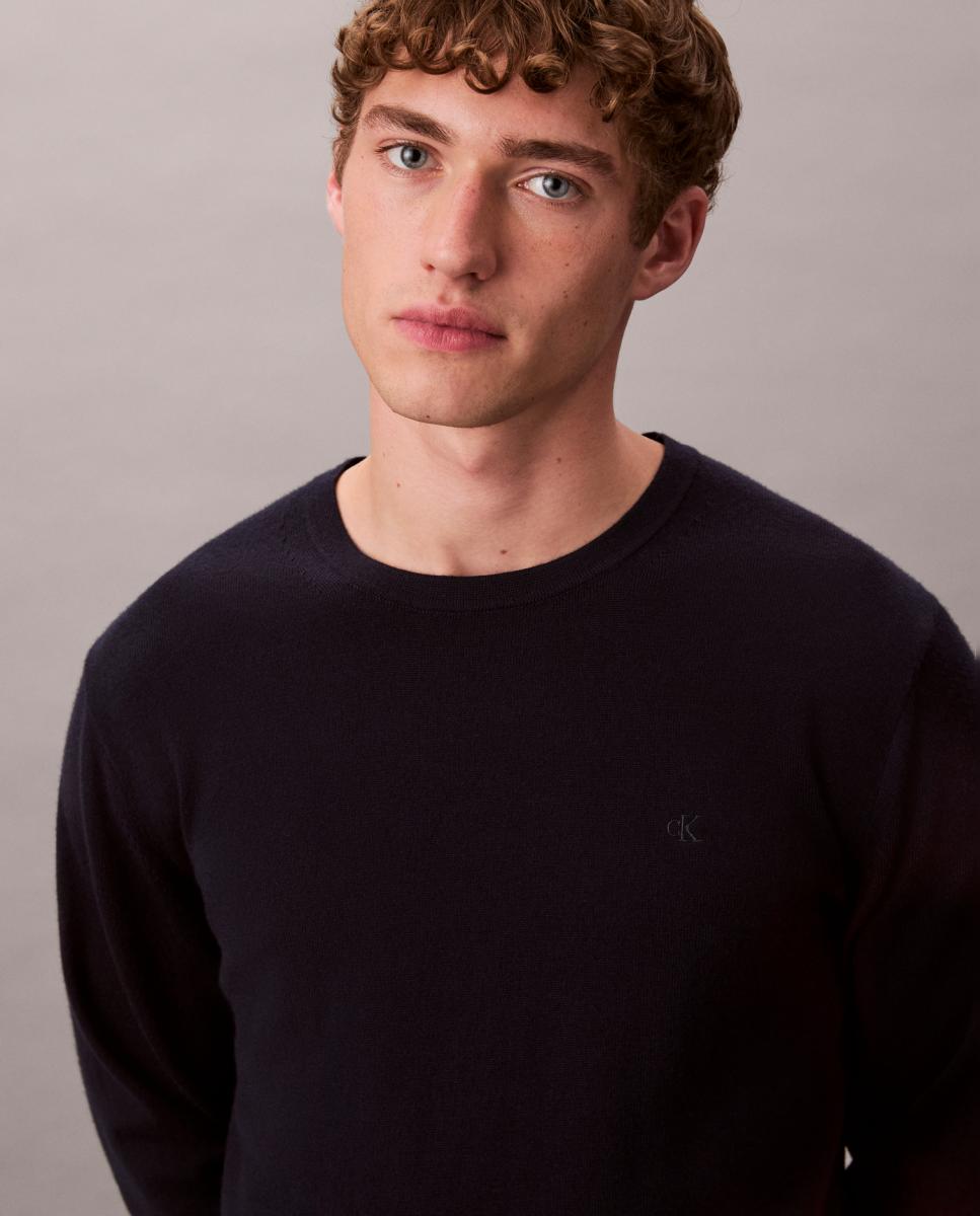 Camisola de Malha com Logótipo Bordado Azul-marinho-4