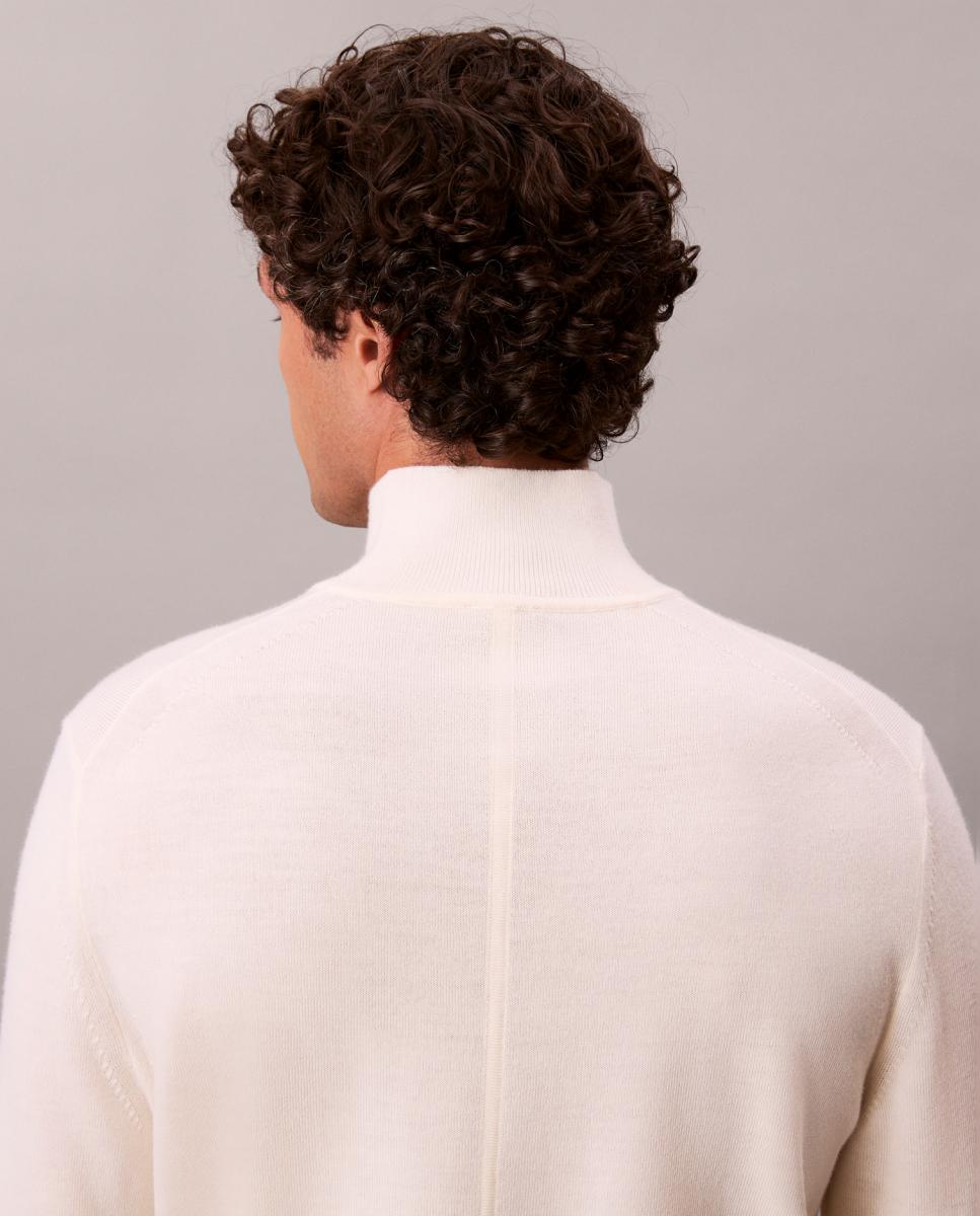 Camisola de Malha com Gola Alta Branco-5