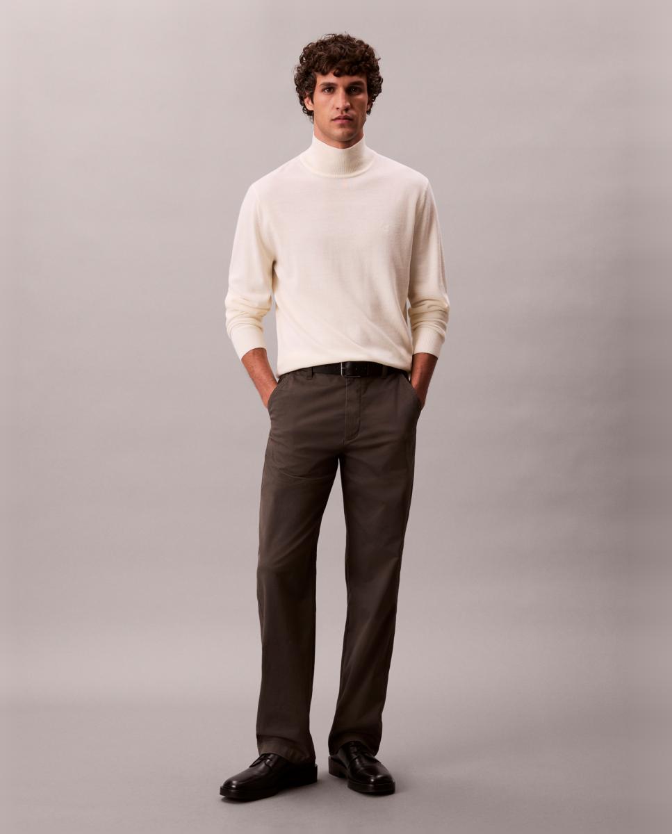 Camisola de Malha com Gola Alta Branco-8