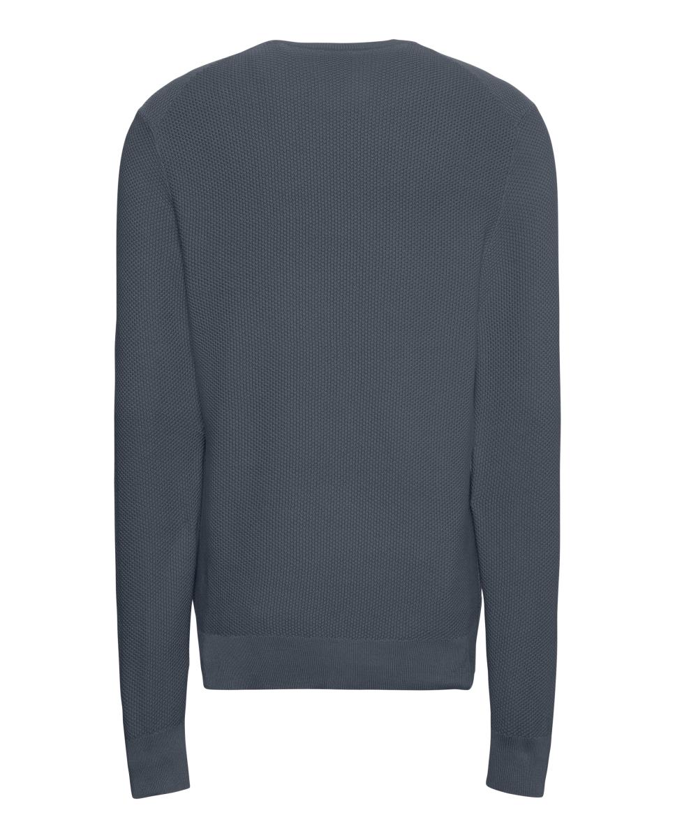Camisola de Malha de Algodão Texturizado com Gola Redonda Cinzento-escuro-7