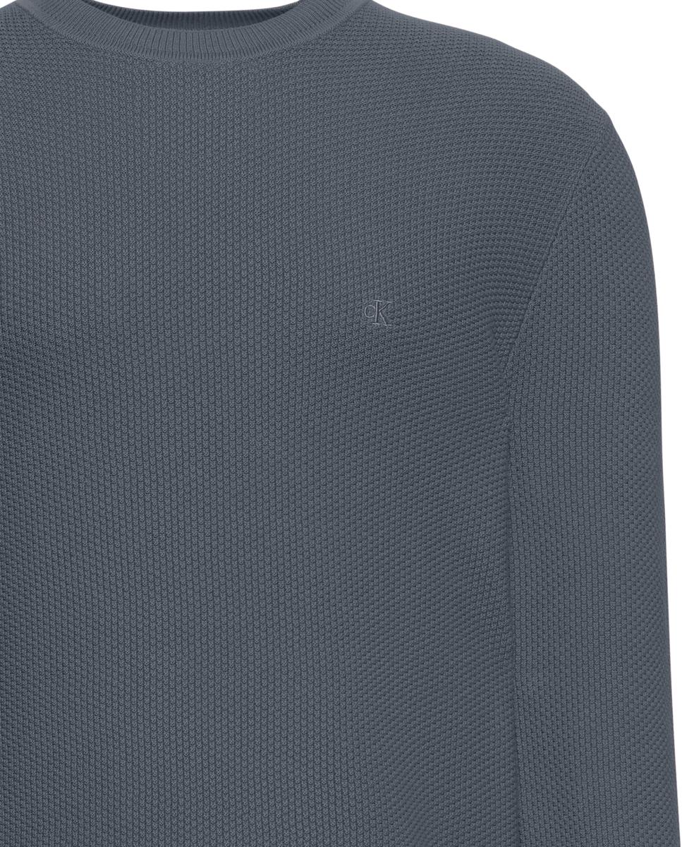 Camisola de Malha de Algodão Texturizado com Gola Redonda Cinzento-escuro-8