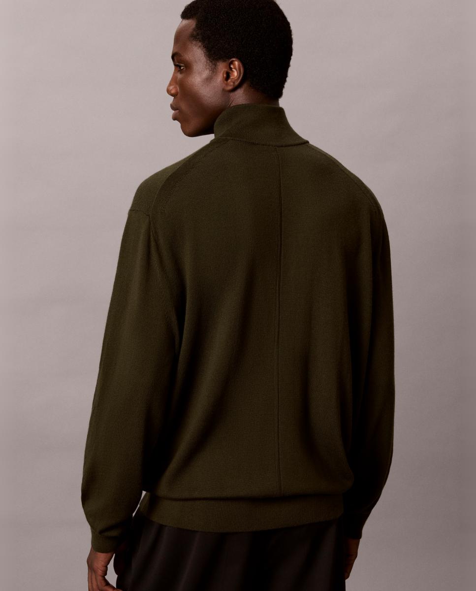 Jersey Hombre merino con media cremallera - Calvin Klein - Verde militar Verde militar-4