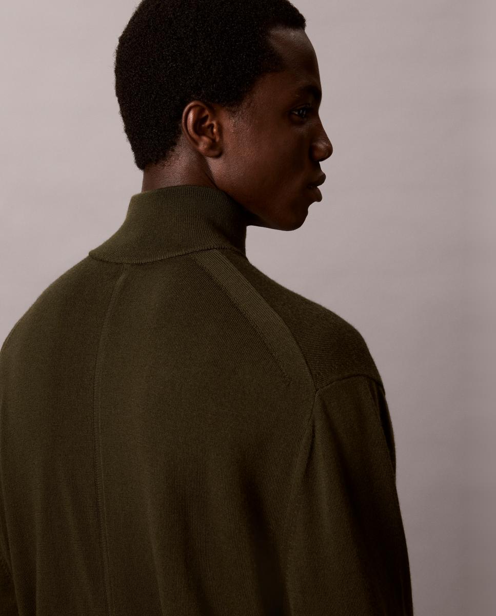 Jersey Hombre merino con media cremallera - Calvin Klein - Verde militar Verde militar-5