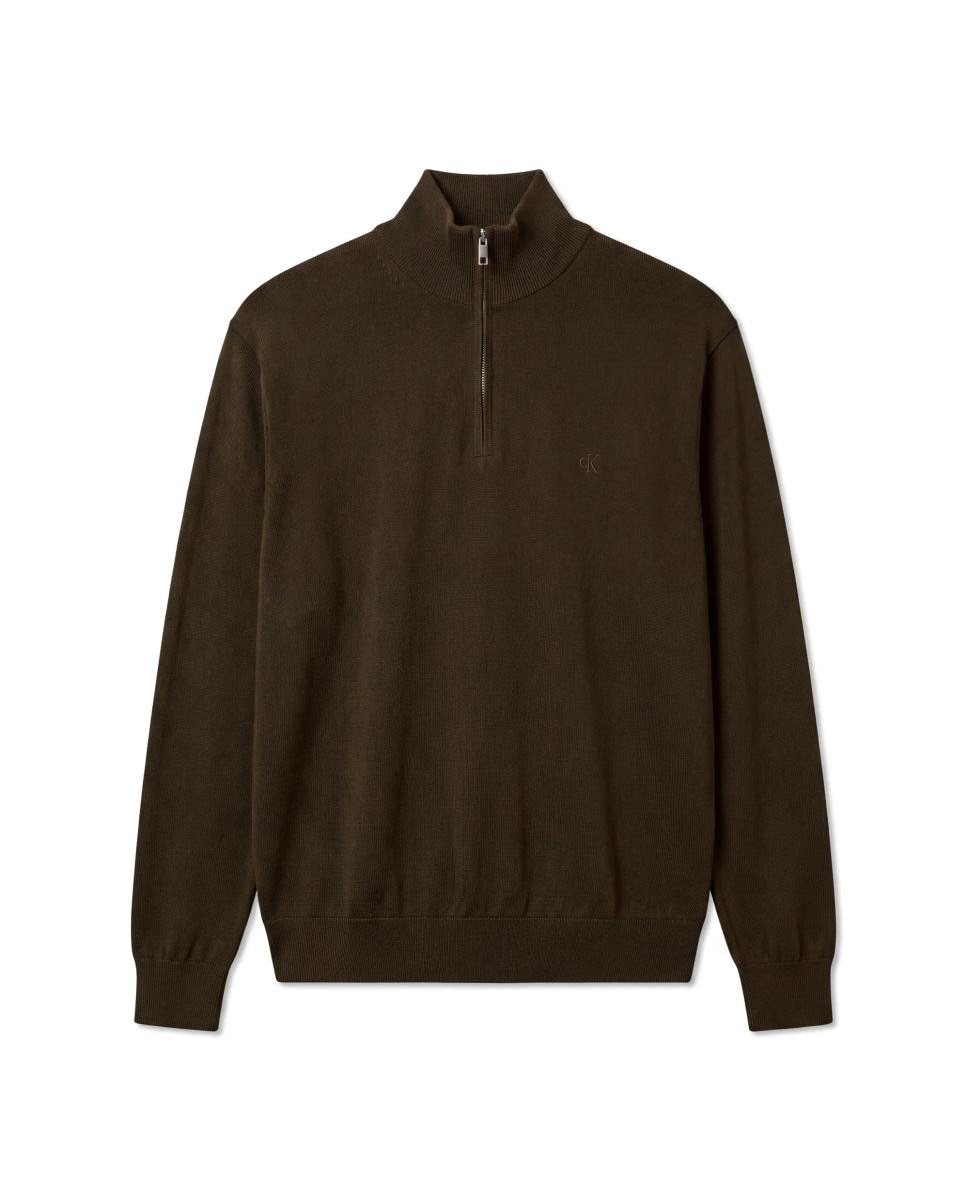 Jersey Hombre merino con media cremallera - Calvin Klein - Verde militar Verde militar-6