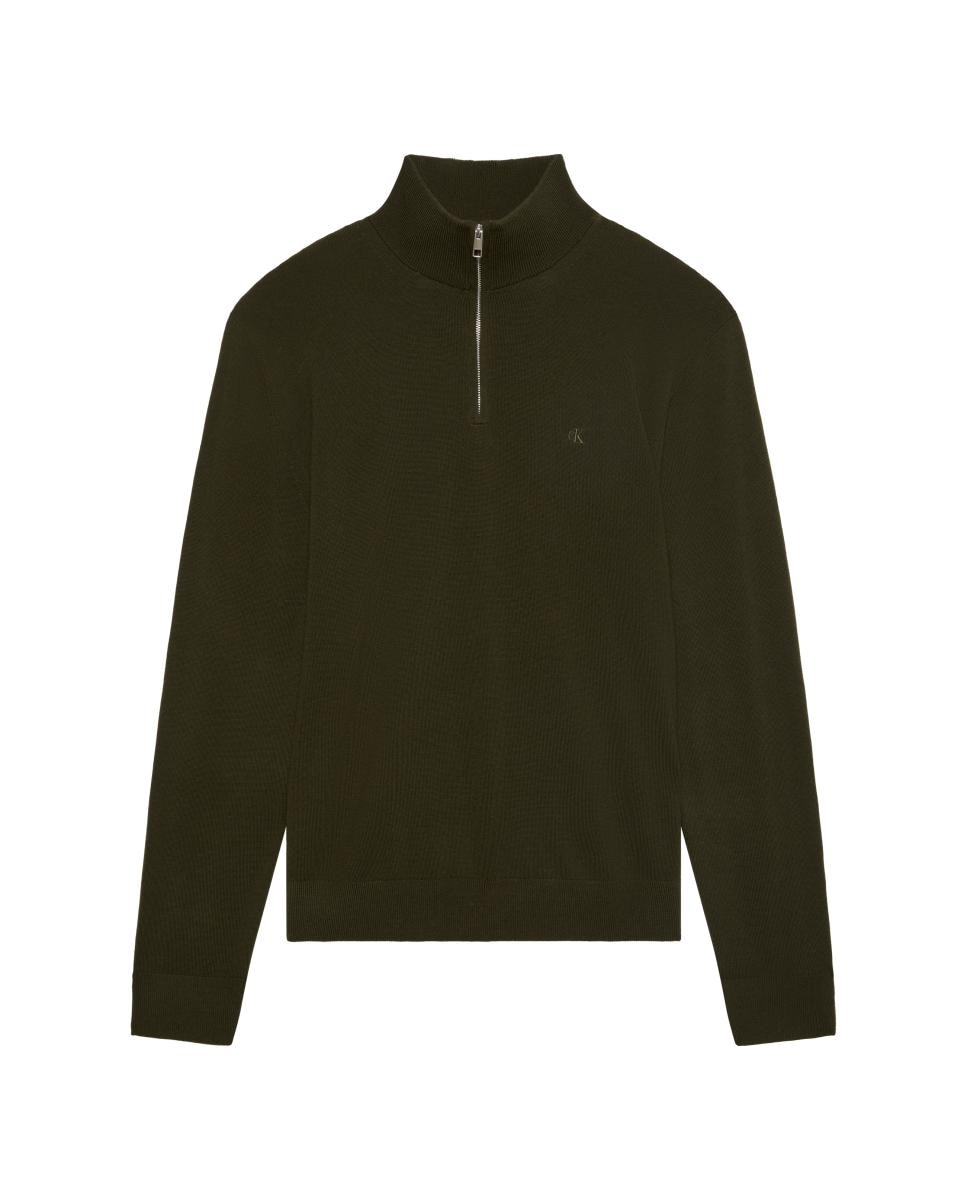 Jersey Hombre merino con media cremallera - Calvin Klein - Verde militar Verde militar-7