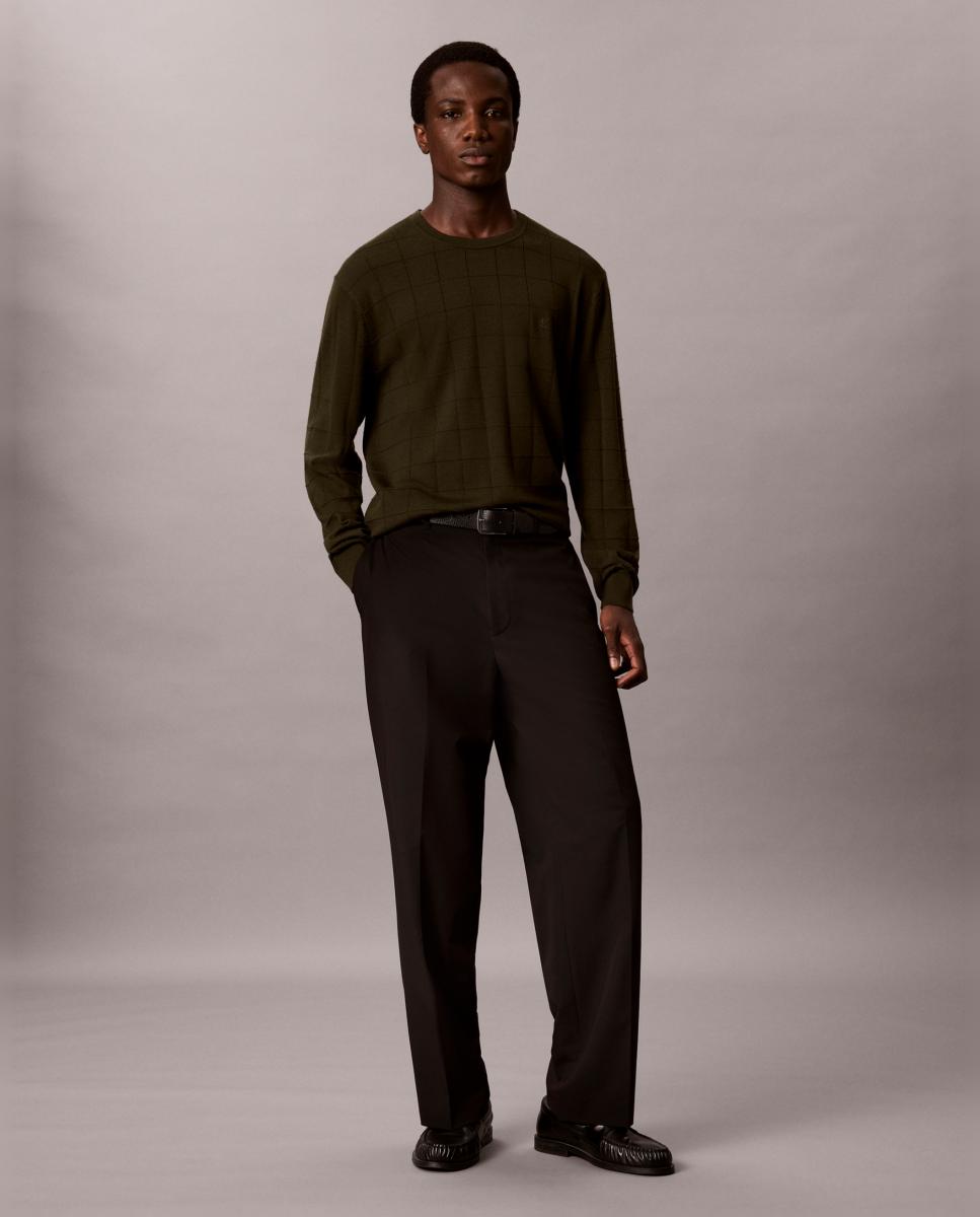 Imagen 0 de Jersey Hombre merino texturizado Verde militar