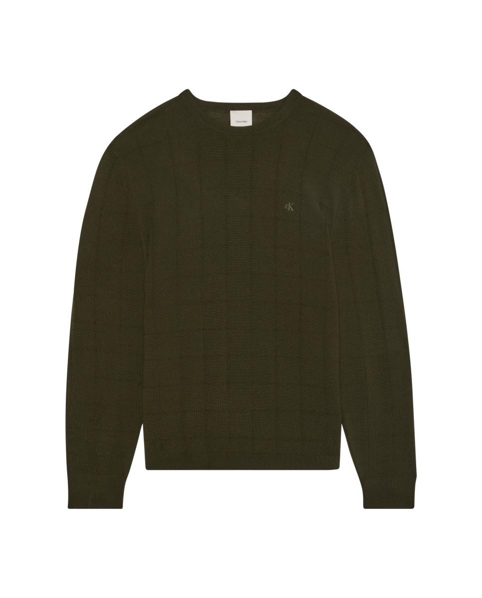Jersey Hombre merino texturizado - Calvin Klein - Verde militar Verde militar-7