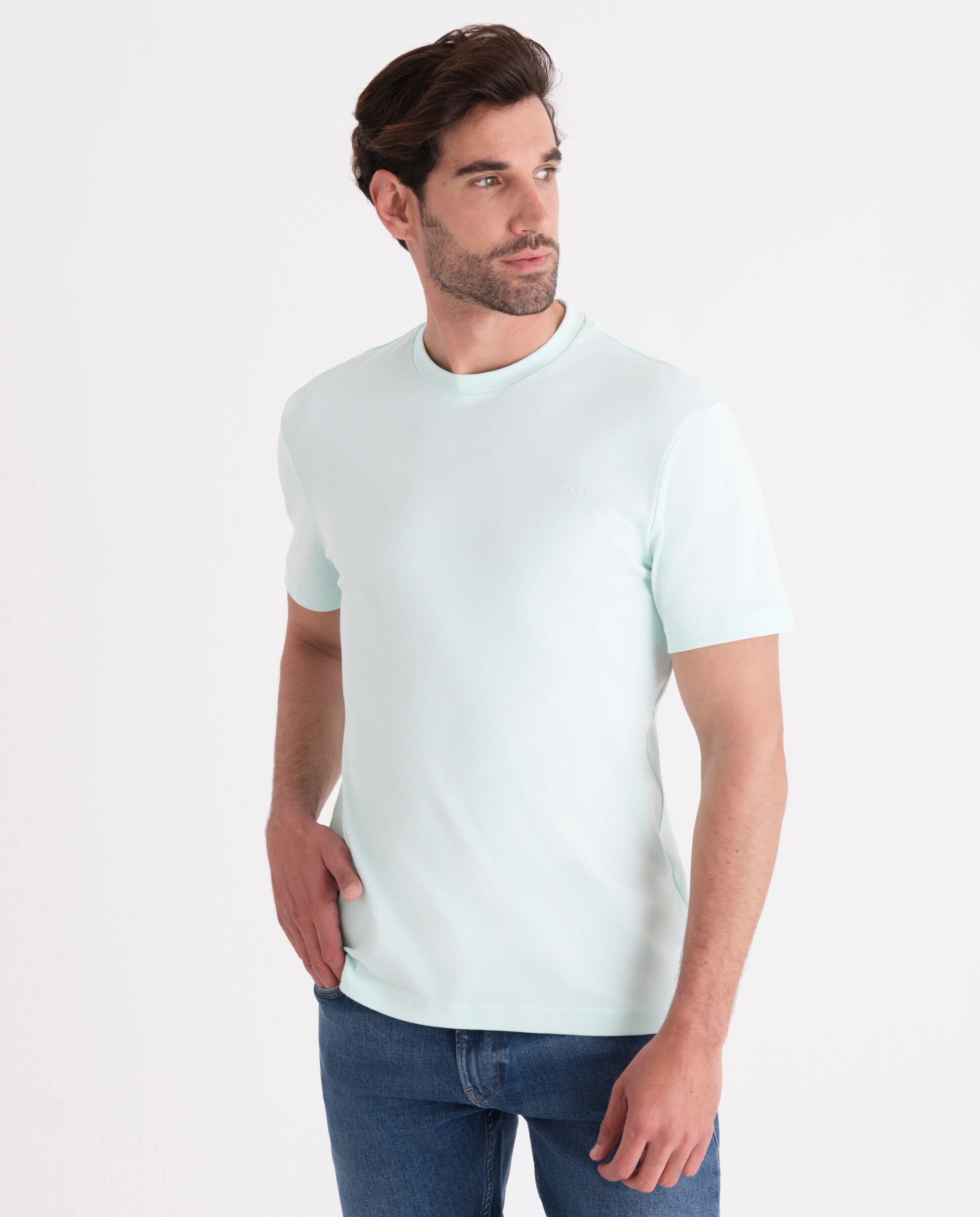 T-shirt com Micro Logótipo Verde-claro-1