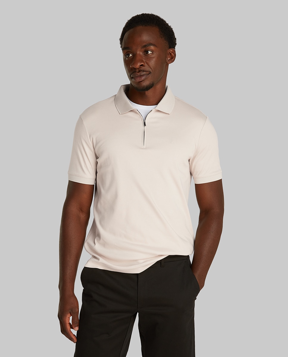 Polo com Fecho de Correr Bege-1