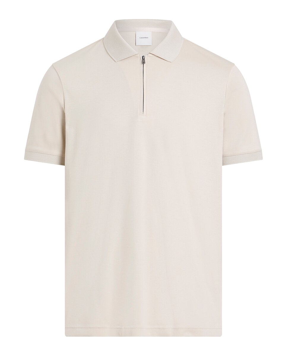 Polo com Fecho de Correr Bege-4