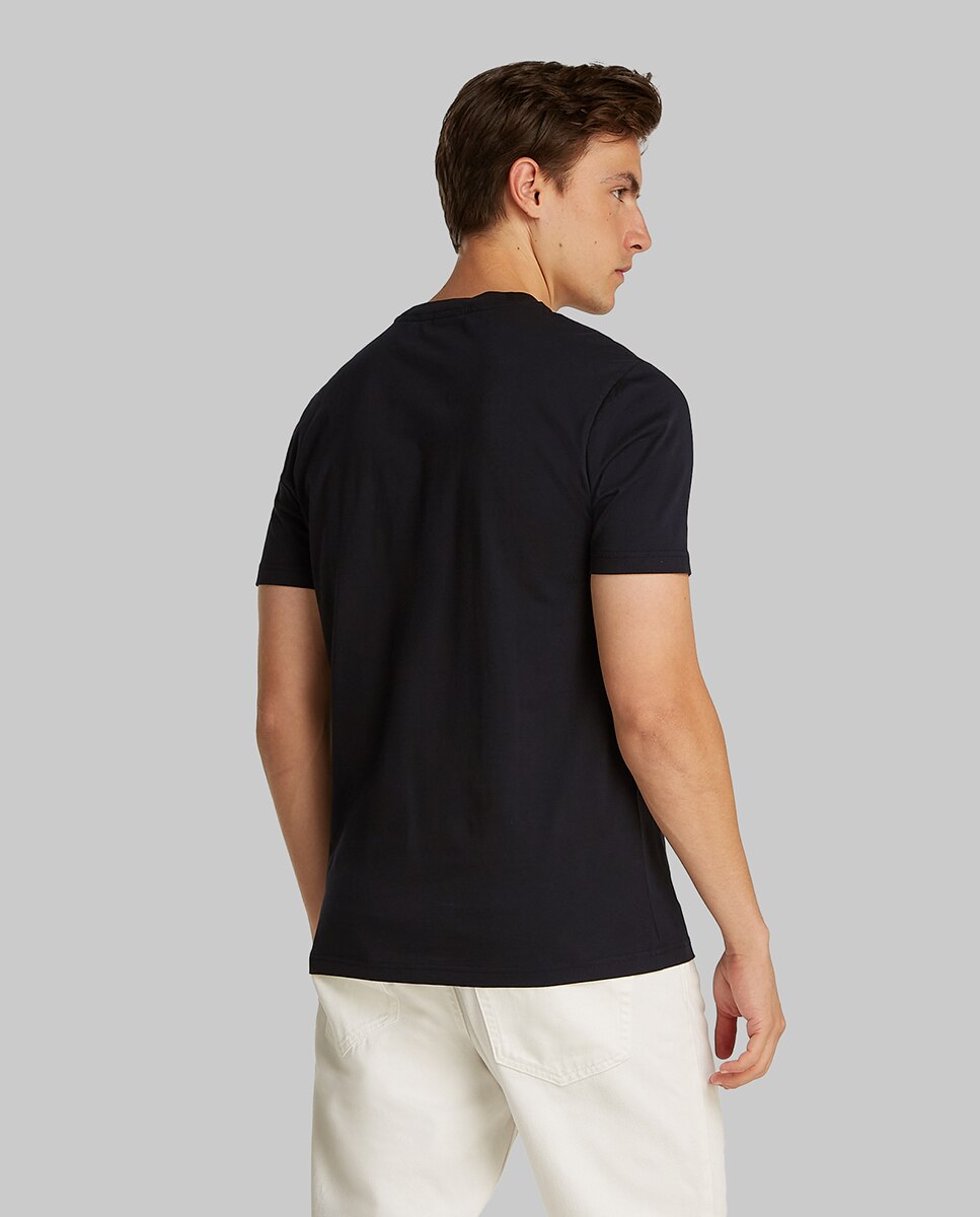 T-shirt Bordada Bicolor Preto-2