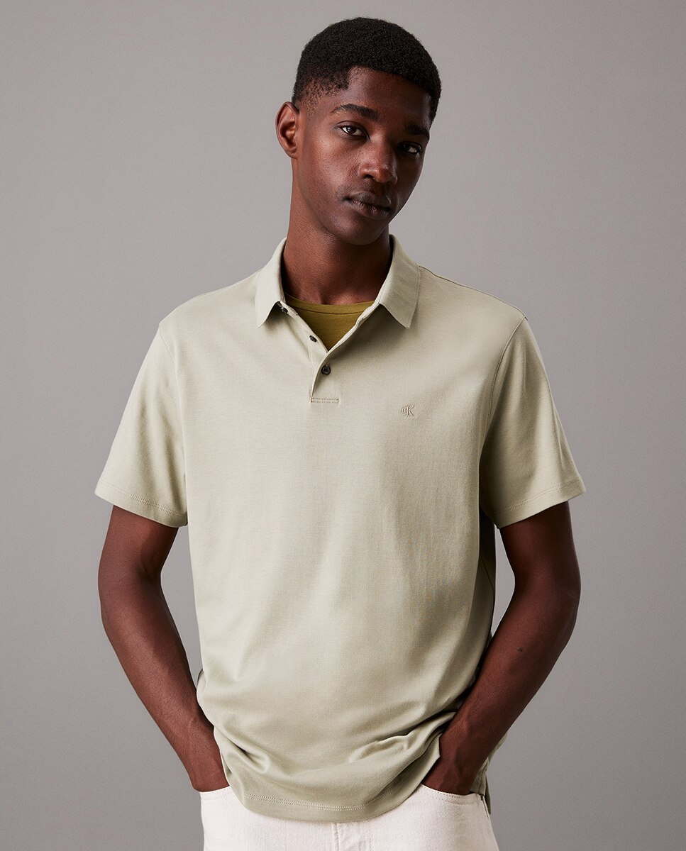 Polo de Algodão Supima Creme-1