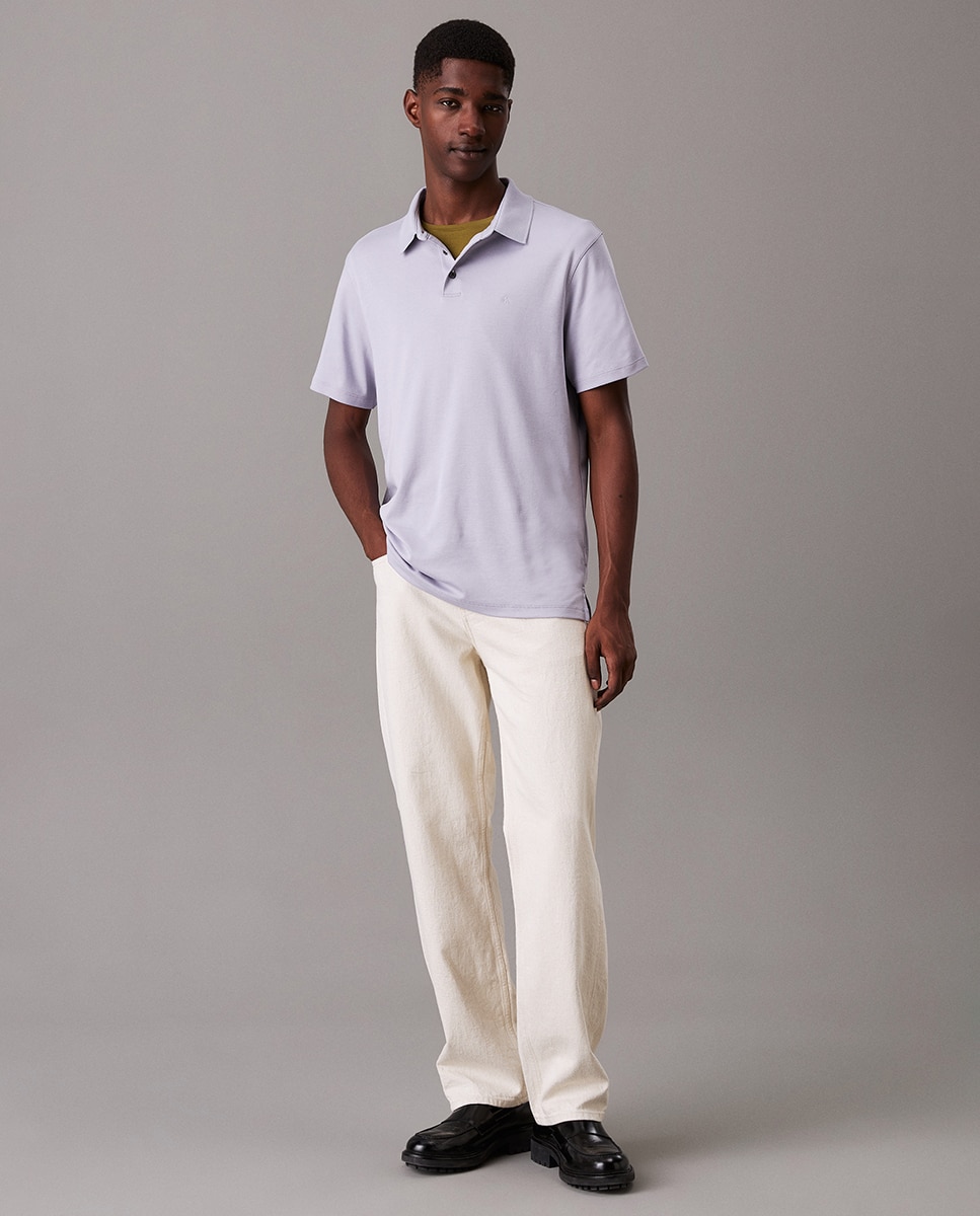 Polo de Algodão Supima Cinzento-claro-4