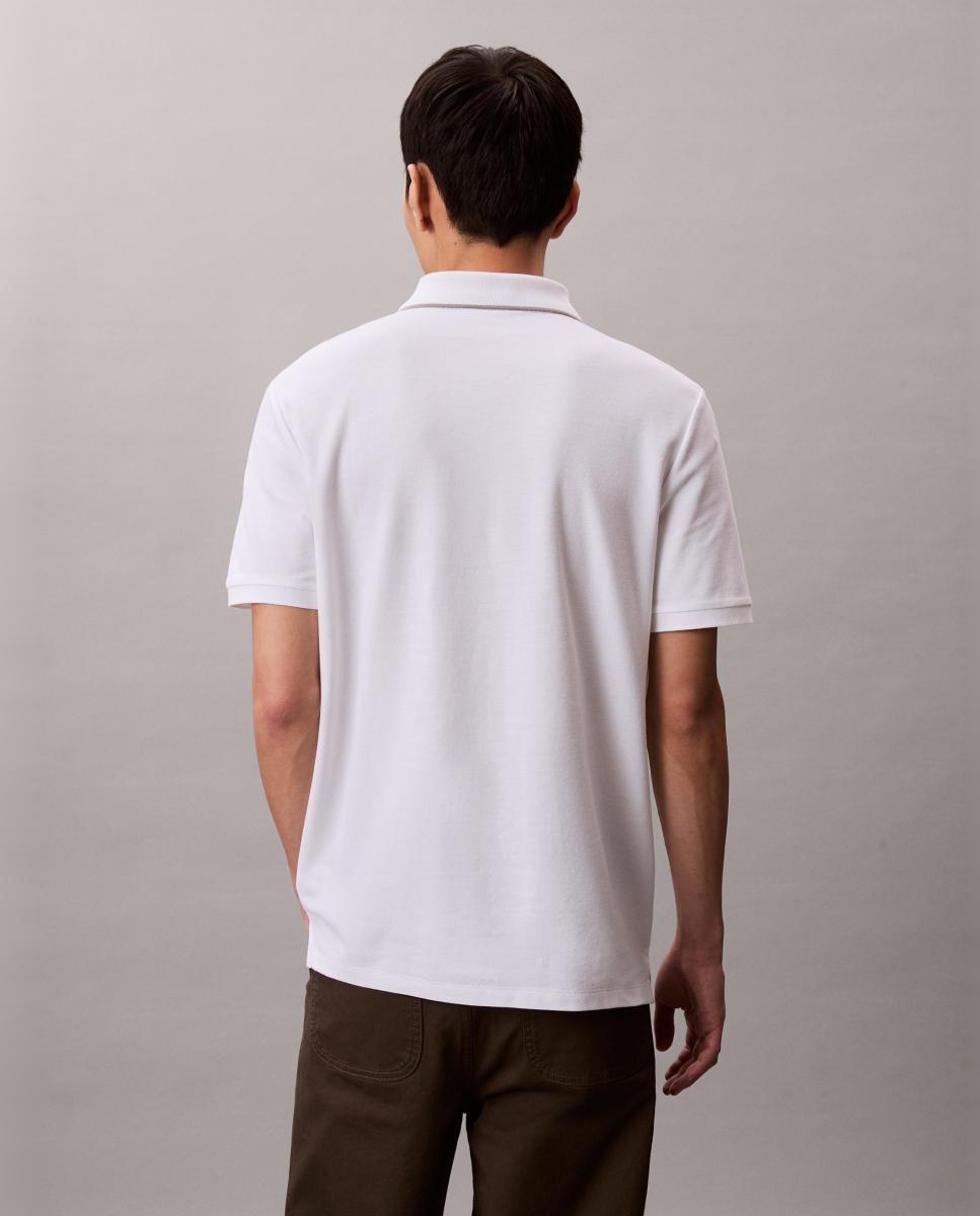 Polo Piqué com Debruado em Contraste Branco-2