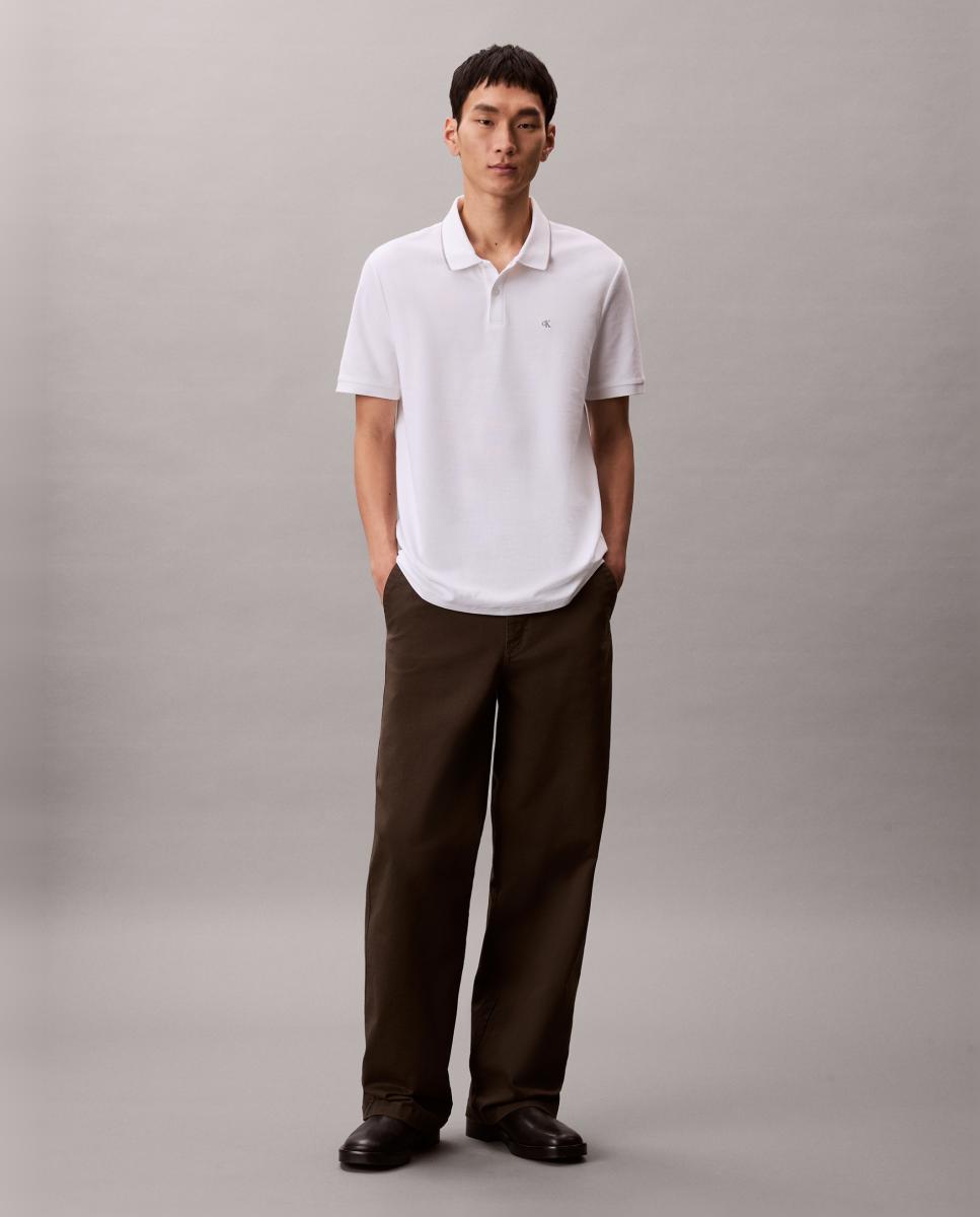 Polo Piqué com Debruado em Contraste Branco-6