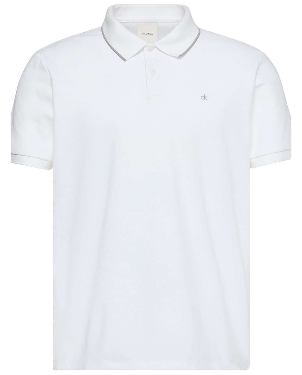 Polo Piqué com Debruado em Contraste Branco-5