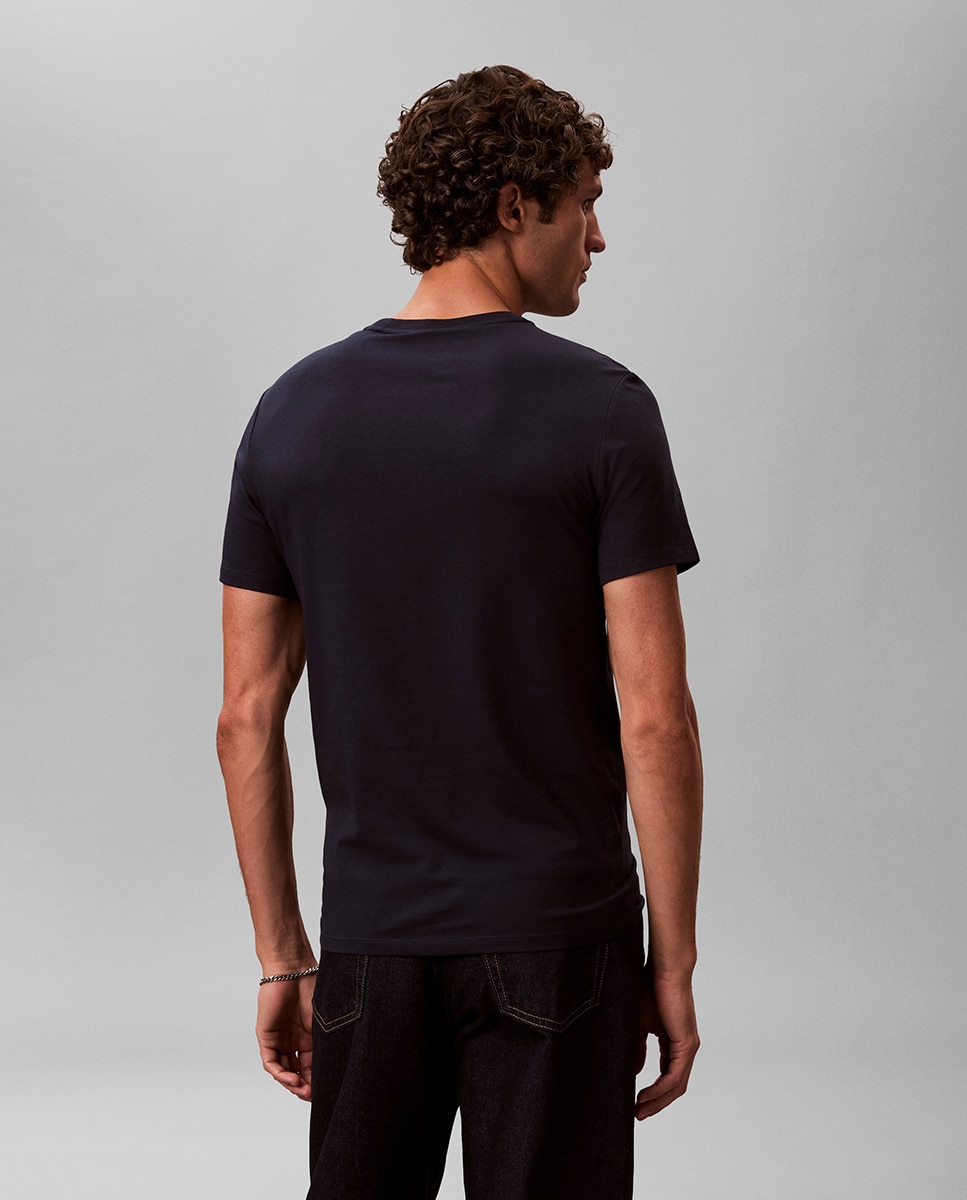 T-shirt Slim com Logótipo Azul-marinho-2