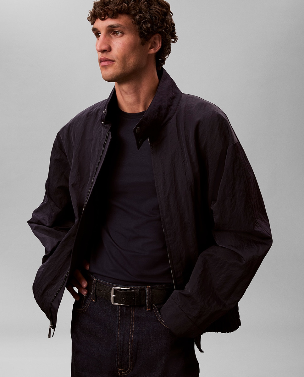 T-shirt Slim com Logótipo Azul-marinho-3