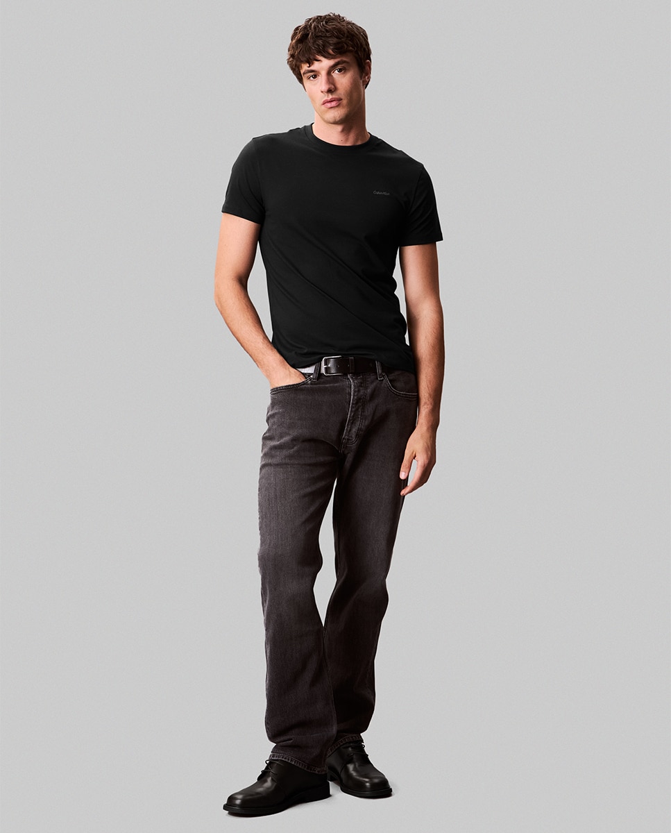 T-shirt Slim com Logótipo Preto-1