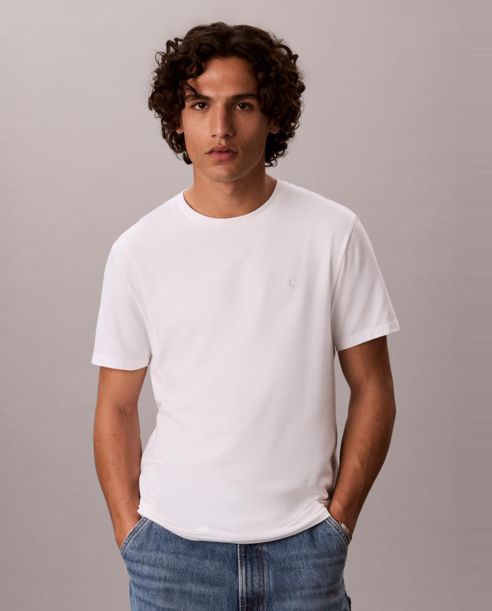 T-shirt Slim com Logótipo Branco-1