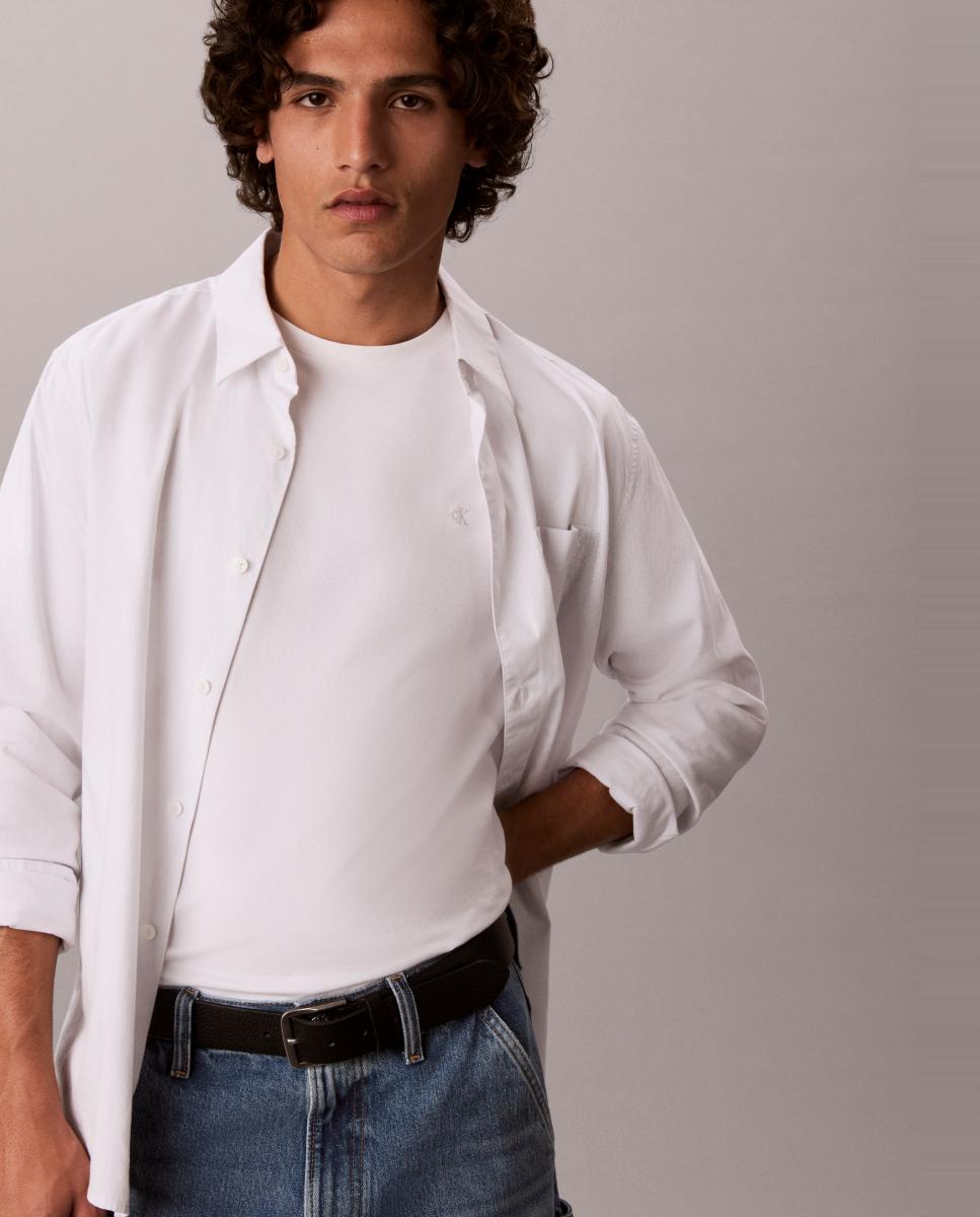 T-shirt Slim com Logótipo Branco-5