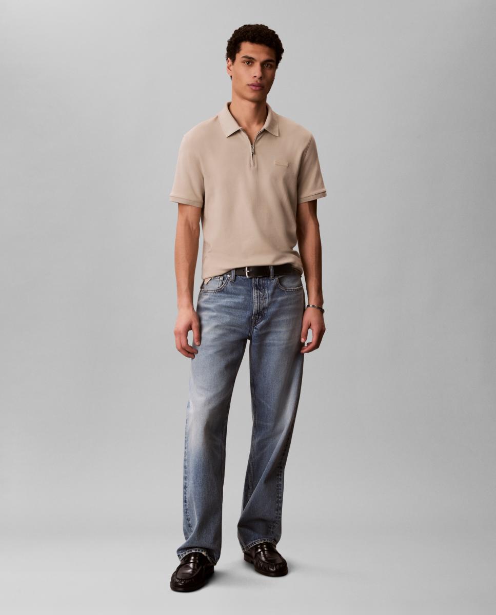 Polo com Meio Fecho de Correr Cinzento-claro-5