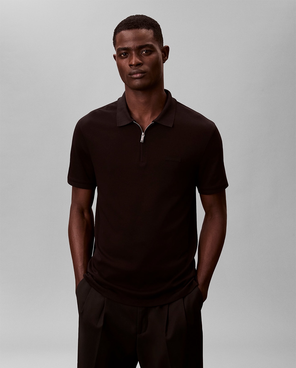 Imagem 0 de Polo de Algodão Supima Slim com Fecho de Correr