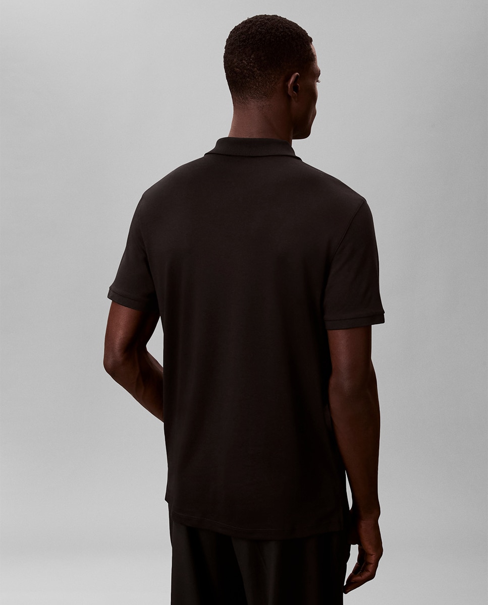 Polo de Algodão Supima Slim com Fecho de Correr Preto-2