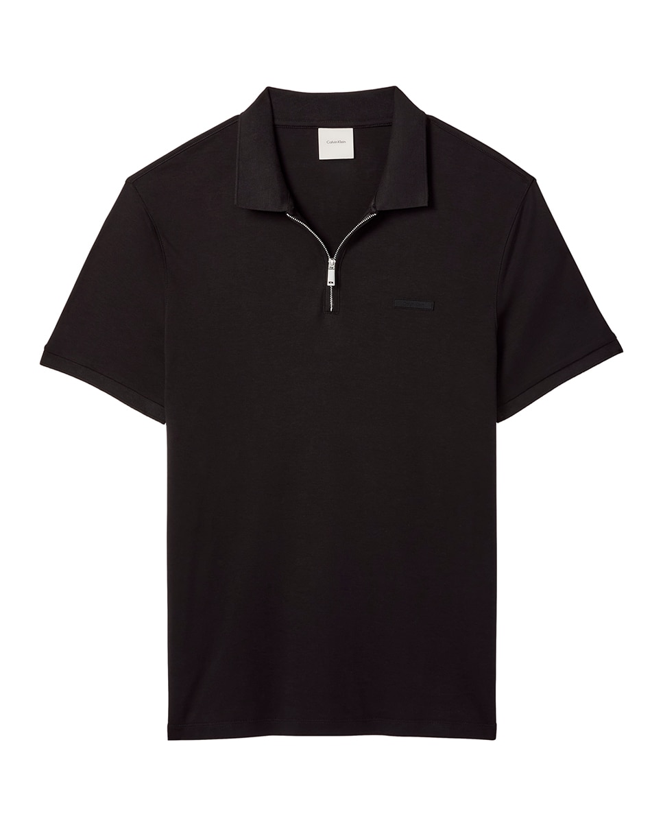 Polo de Algodão Supima Slim com Fecho de Correr Preto-4