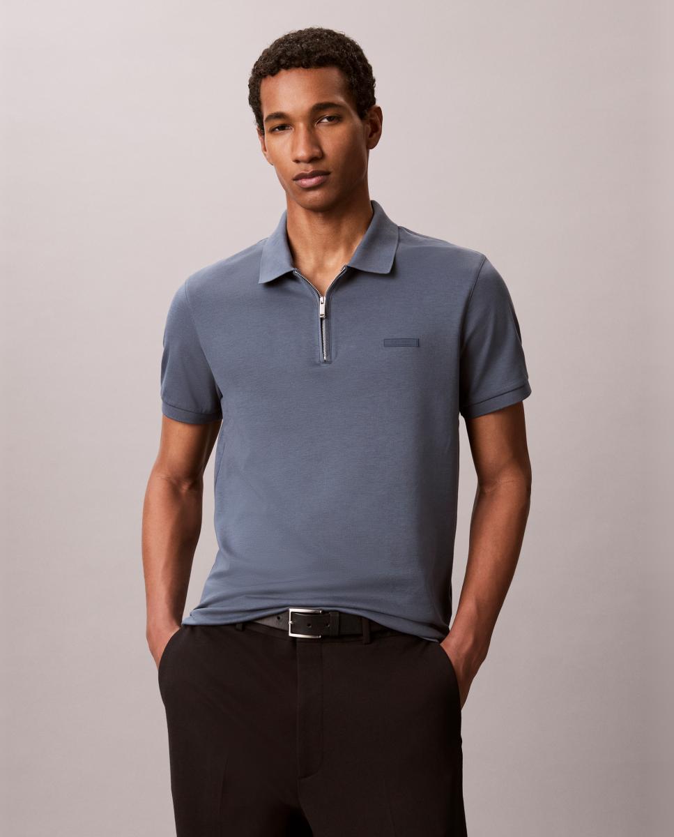 Imagem 0 de Polo de Algodão Supima Slim com Fecho de Correr