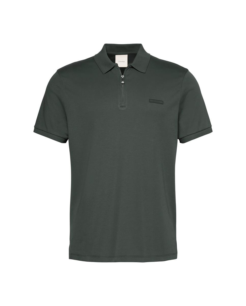 Polo de Algodão Supima Slim com Fecho de Correr Azul-5