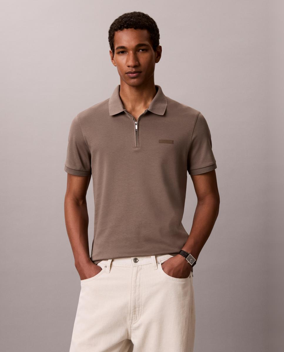 Imagem 0 de Polo de Algodão Supima Slim com Fecho de Correr
