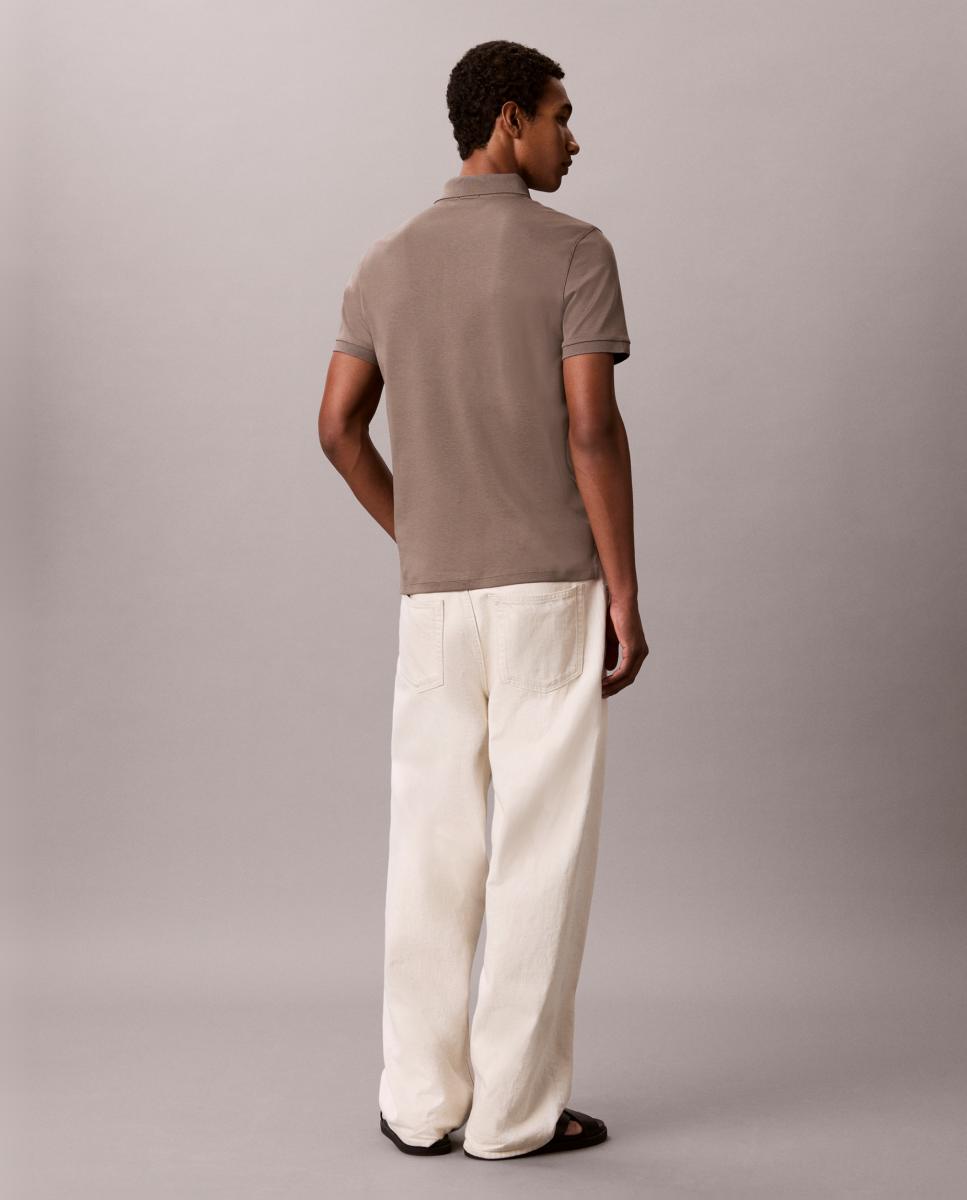 Polo de Algodão Supima Slim com Fecho de Correr Cinzento-escuro-2