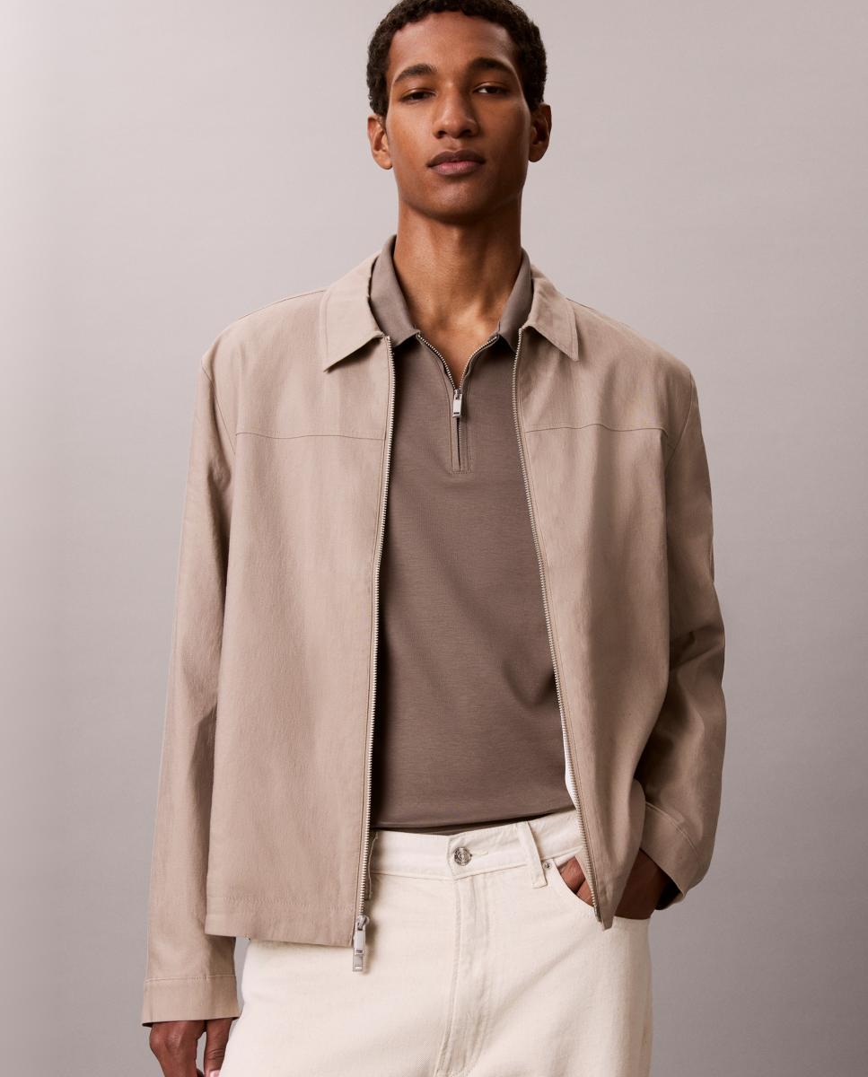 Polo de Algodão Supima Slim com Fecho de Correr Cinzento-escuro-4