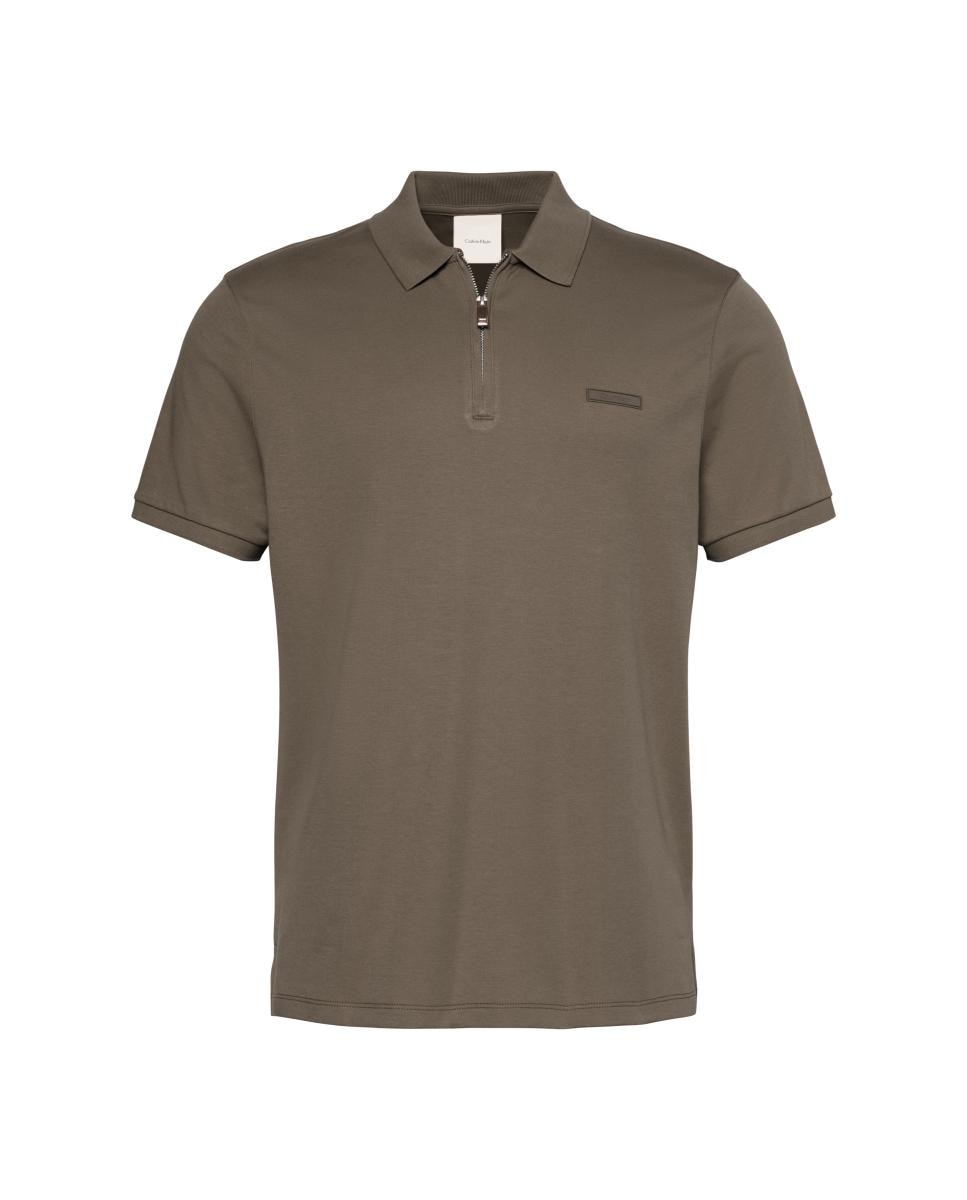 Polo de Algodão Supima Slim com Fecho de Correr Cinzento-escuro-5