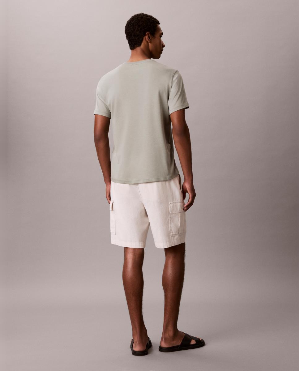T-shirt de Algodão Supima Slim com Remendo de Logótipo Cinzento-2