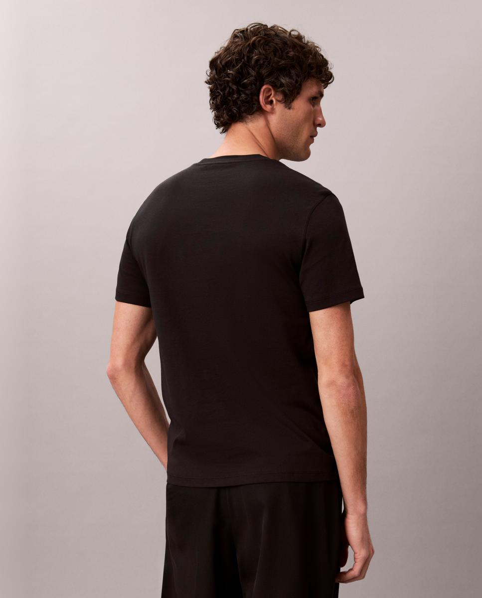T-shirt de Algodão Supima Slim com Remendo de Logótipo Preto-2