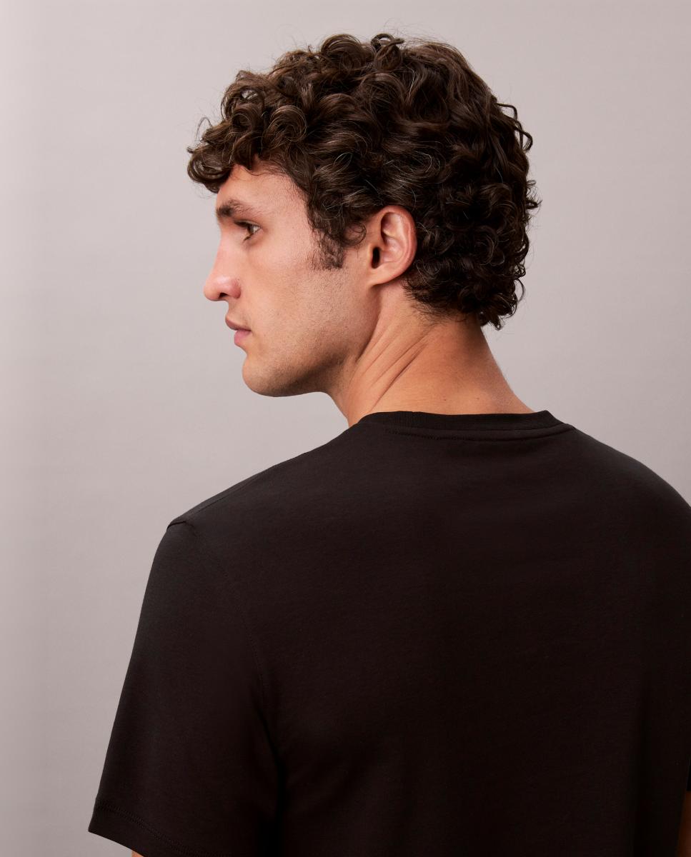 T-shirt de Algodão Supima Slim com Remendo de Logótipo Preto-5