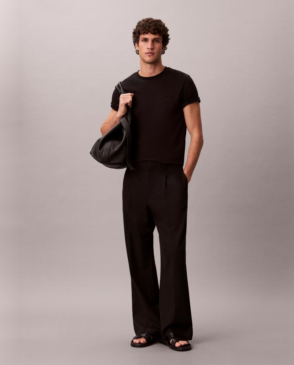 T-shirt de Algodão Supima Slim com Remendo de Logótipo Preto-6