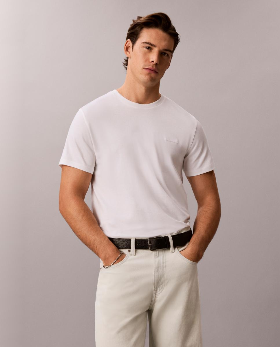 Imagem 0 de T-shirt de Algodão Supima Slim com Remendo de Logótipo