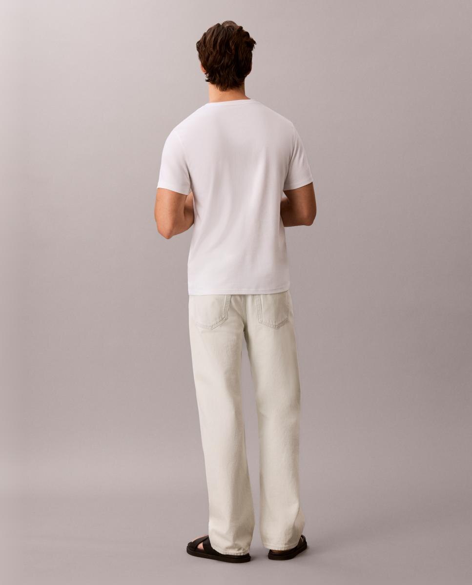 T-shirt de Algodão Supima Slim com Remendo de Logótipo Branco-2